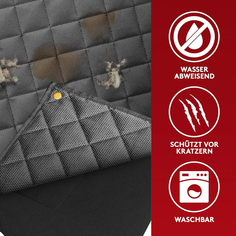 WhizProducts® Hundedecke für Auto Rückbank (mit Zusatz-Decke, Tasche & Sicherheitsgurt) – Wasserabwe