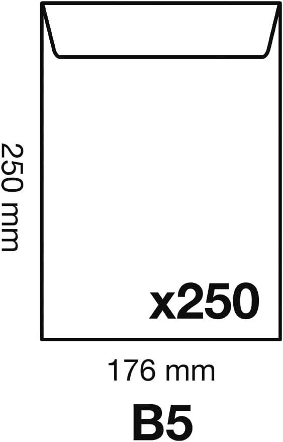 Clairefontaine 8044C - Karton mit 250 Versandtaschen weiss B5-176x250mm, selbstklebend, 90g, 1 Karto