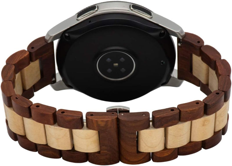 Holz Armband 22mm Kompatibel mit Samsung Galaxy Watch 3 45mm/Gear S3 46mm,Holz Edelstahl Uhrenarmban