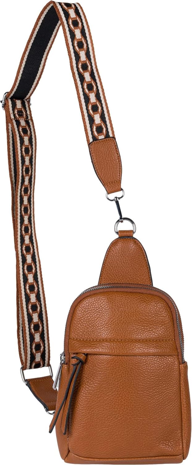 styleBREAKER Damen One Shoulder Rucksack, gemusterter Schultergurt, Einfarbige Crossbody Bag, Cityru