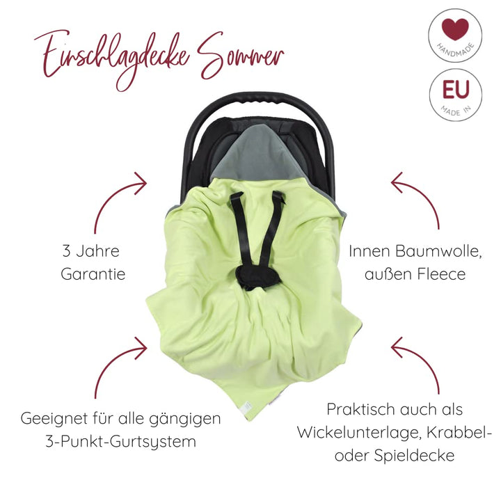 HOBEA-Germany – Einschlagdecke Fusssack für die Babyschale Sommer, Farben Sommerdecken: Sommer hellg