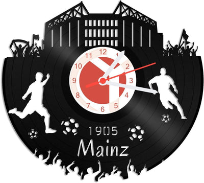 GRAVURZEILE Schallplattenuhr Mainz - 100% Vereinsliebe - Upcycling Design Wanduhr aus Vinyl Made in