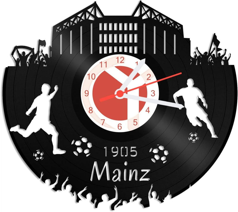 GRAVURZEILE Schallplattenuhr Mainz - 100% Vereinsliebe - Upcycling Design Wanduhr aus Vinyl Made in