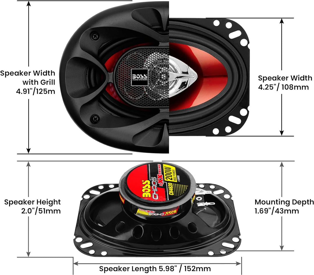 BOSS AUDIO CH4620 Chaos Exxtreme 4 Serie 2-Wege Lautsprecher 200 Watt 4x6 200W, 4x6 200W