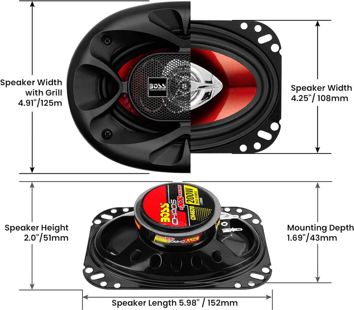 BOSS AUDIO CH4620 Chaos Exxtreme 4 Serie 2-Wege Lautsprecher 200 Watt 4x6 200W, 4x6 200W