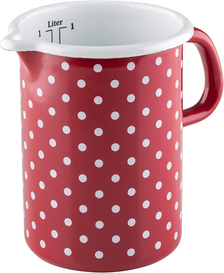 Riess, 0338-077, Küchenmass 10 1,00 L, COUNTRY - PÜNKTCHEN ROT, Durchmessser 10 cm, Höhe 14,8 cm, In