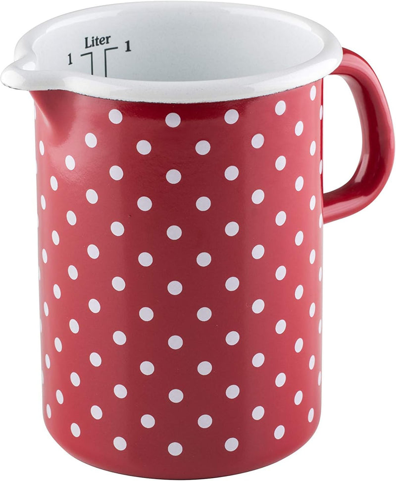 Riess, 0338-077, Küchenmass 10 1,00 L, COUNTRY - PÜNKTCHEN ROT, Durchmessser 10 cm, Höhe 14,8 cm, In