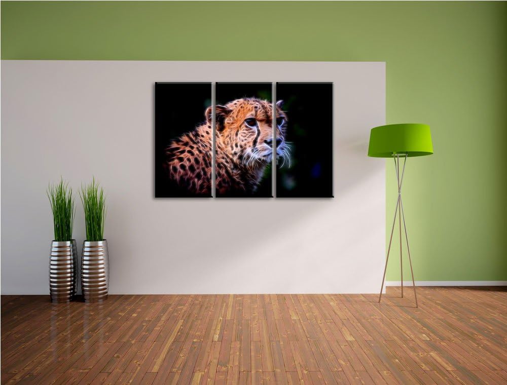 Dark bildschöner Gepard NewArt 3-Teiler Leinwandbild 120x80 Bild auf Leinwand, XXL riesige Bilder fe