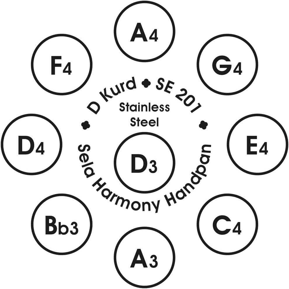 Sela SE201 Harmony Handpan D Kurd Stainless Steel + Patera Pflege-Öl