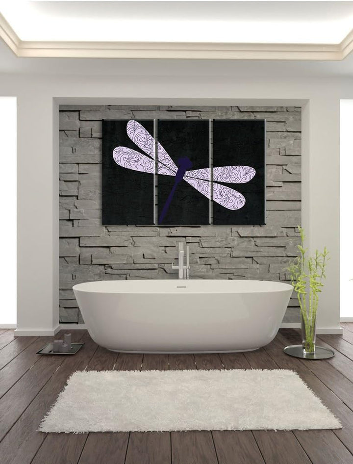 Pixxprint Hübsche Libelle als Leinwandbild/Grösse: 3 Teilig (120x80 cm) cm/Wandbild/Kunstdruck/ferti