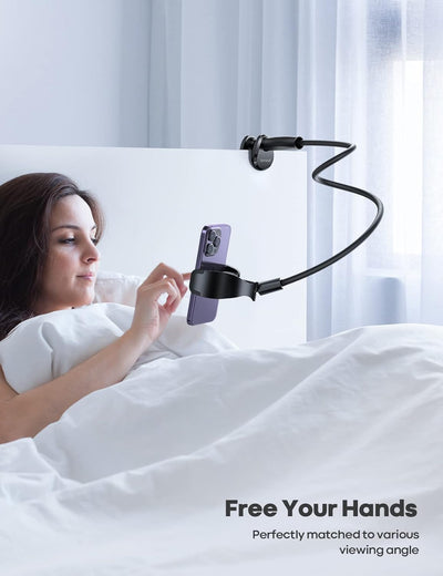 Lamicall Handyhalterung für Bett, Schwanenhals Handyhalter - Flexible PU Leder Lang Arm [97cm], 360