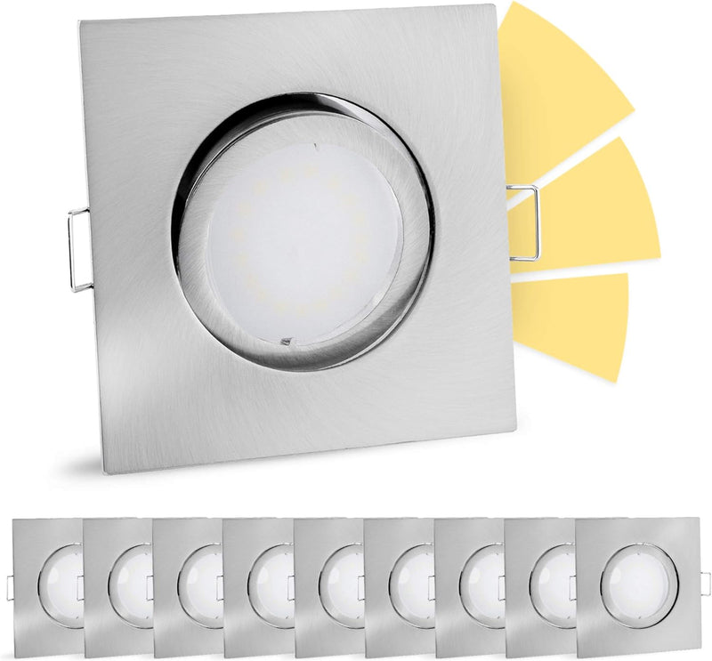 linovum 10 Stück fourSTEP Deckenspots LED schwenkbar dimmen ohne Dimmer - LED GU10 5W warmweiss - Ei