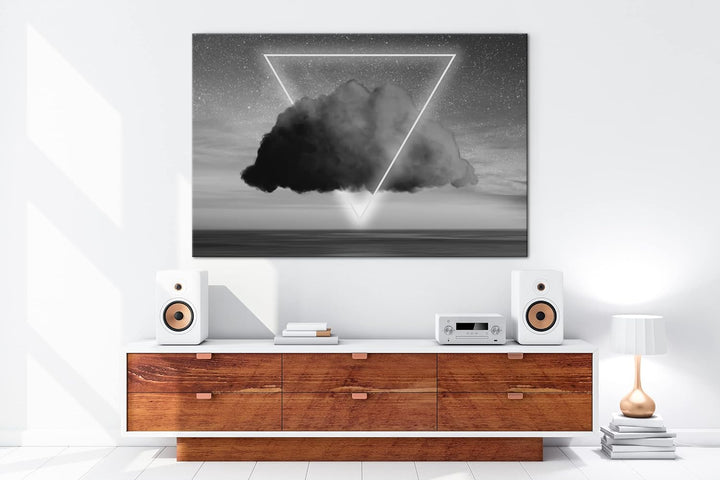 deyoli Dreieck Wolken Logo Format: 80x60 Effekt: Schwarz&Weiss als Leinwandbild, Motiv fertig gerahm