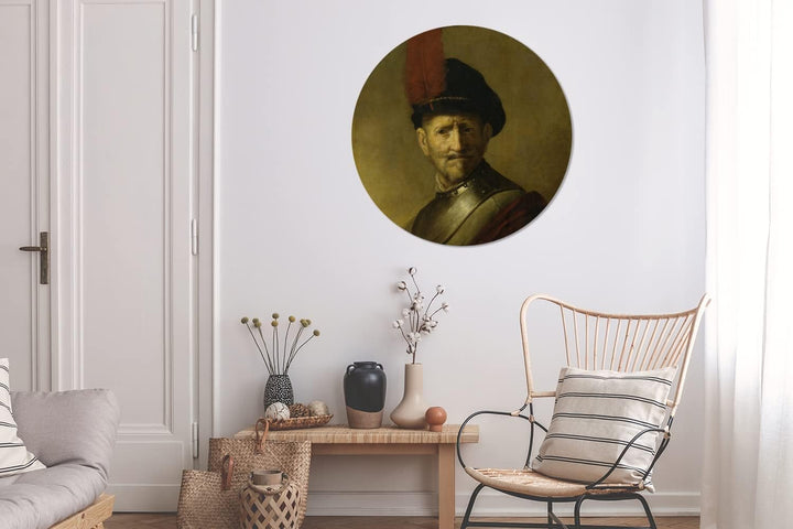 MuchoWow Wandbild Rund Wanddeko Deko Wohnzimmer Bilder 90x90 cm Porträt eines Mannes - Rembrandt van