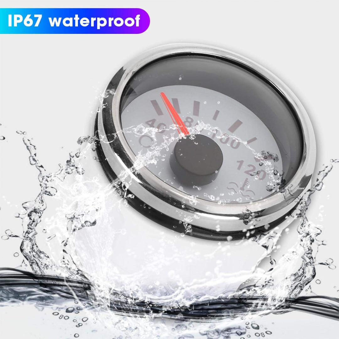 Wassertemperaturanzeige, 2-Zoll-K¨¹hlwassertemperaturanzeige 40-120 ¡æ Smart Alarm IP67 Wasserdichte