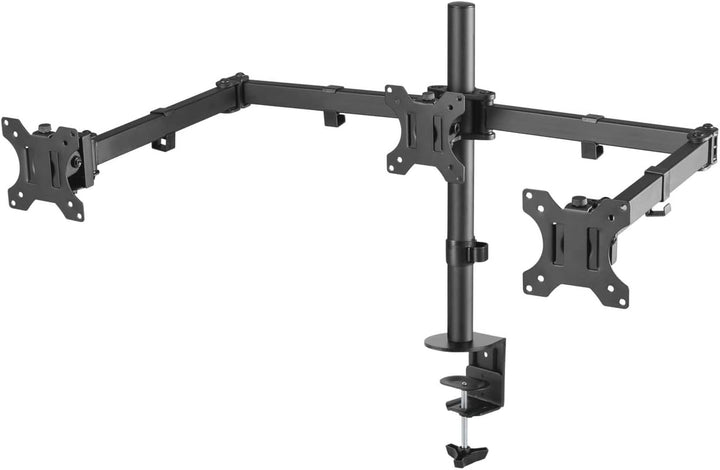 AISENS DT27TSR-061 Tischhalterung für 3 Monitore 7 kg (3 Stück, 2 Arme) von 13-27, Schwarz