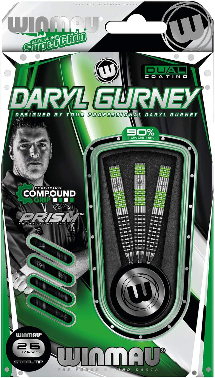 WINMAU Daryl Gurney 26g Sonderausgabe Profi Wolfram Steeltip Dartpfeile Set mit Flights und Schäfte
