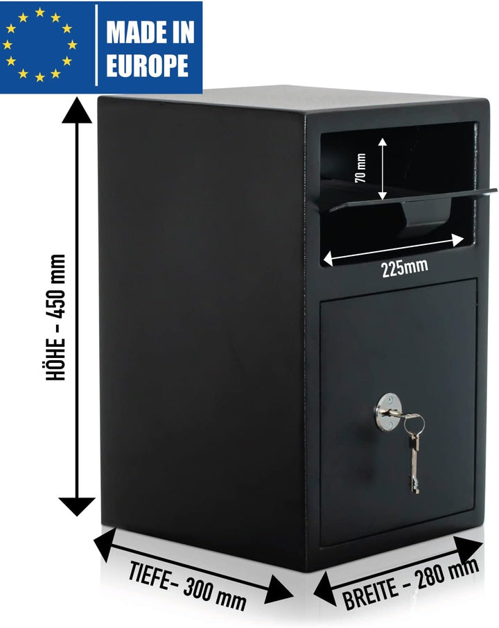 Einwurftresor mit Einwurfklappe | Sicherheitsstufe B | Class A Schloss | Deposittresor | Schlüsselsc