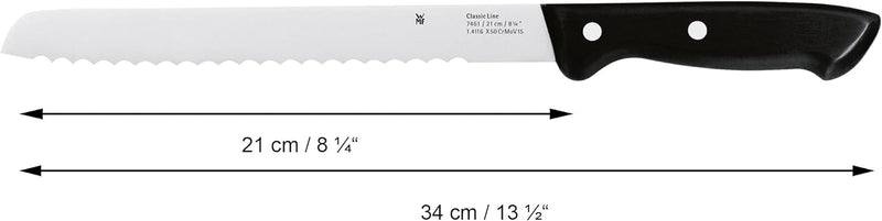 WMF Classic Line Brotmesser Wellenschliff 34 cm, Brötchenmesser & Dosenöffner mit Kapselheber 20 cm,