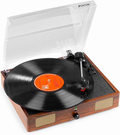 Fenton RP106W Vinyl Plattenspieler mit integrierten Lautsprechern, Retro Schallplattenspieler mit au