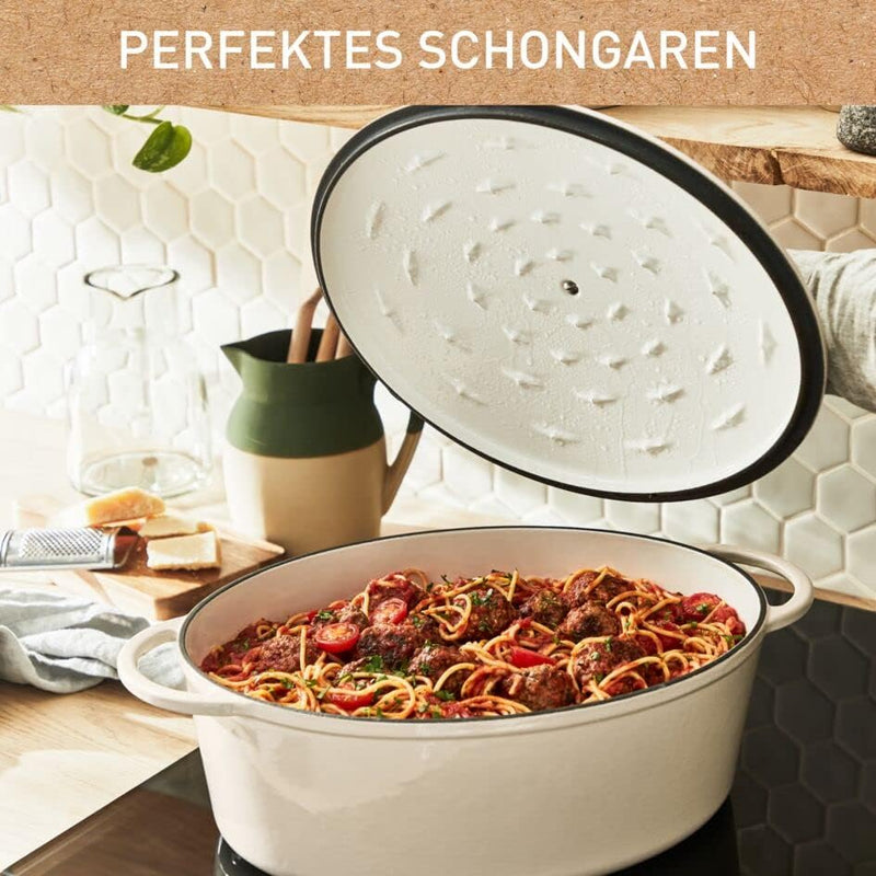 Tefal E25906 LOV Ovaler Bräter 34 cm | wiedergewonnenes Gusseisen | optimale Wärmespeicherung | für