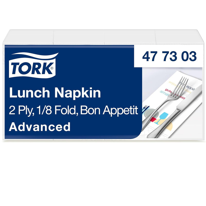 Tork 477303 Guten Appetit Lunchserviette 1/8 Falz / 2-lagige Papierservietten für Snacks oder kleine