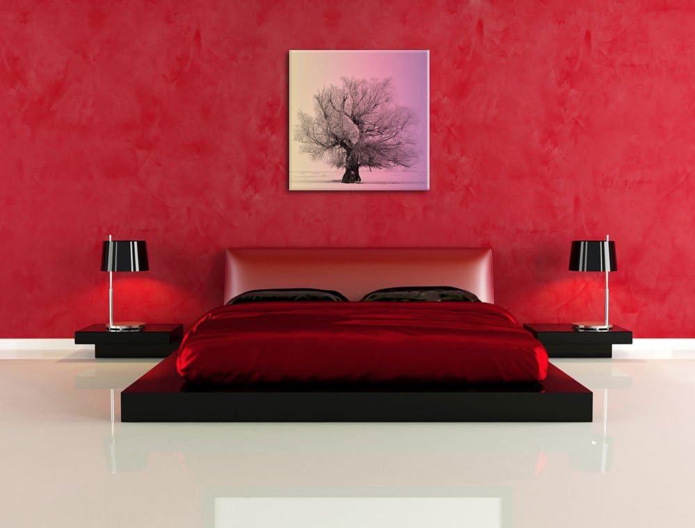 Pixxprint verschneite Bäume im Nebel/Format: 70x70cm / Leinwandbild fertig bespannt Wandbild Kunstdr