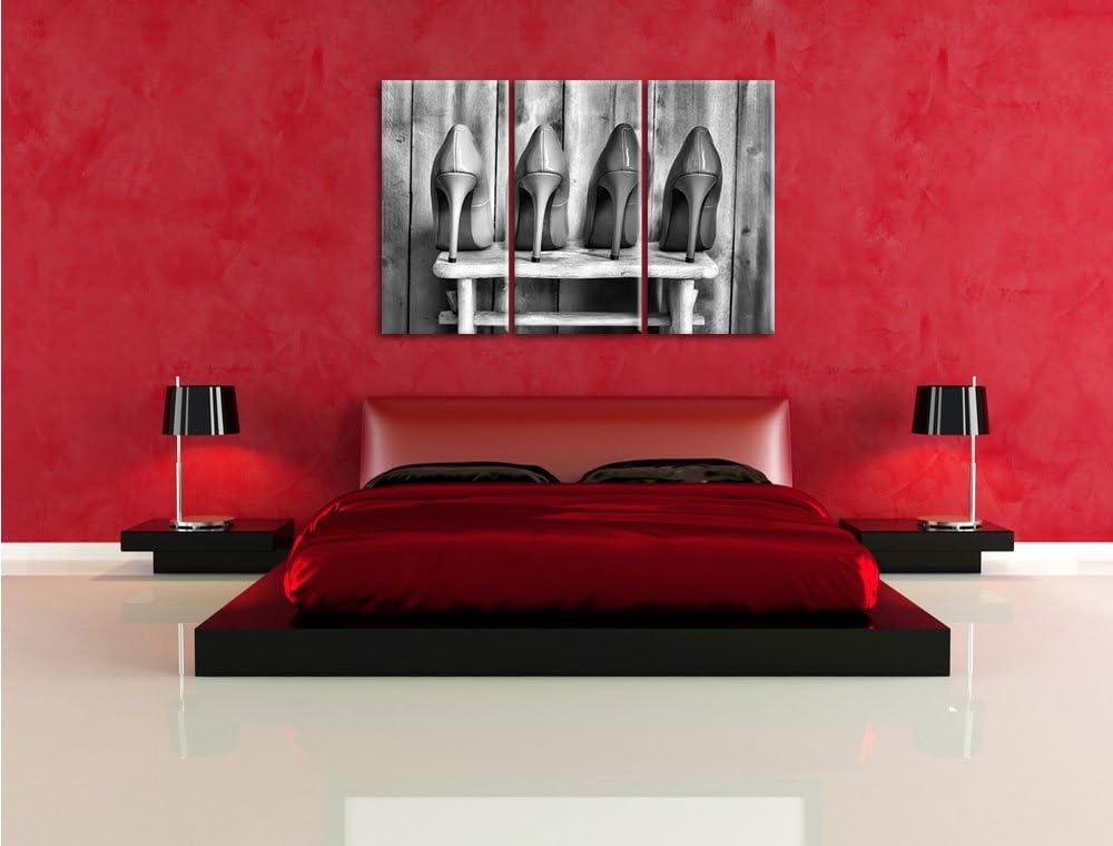 Pixxprint Bunte High Heels als Leinwandbild | Grösse: 3 Teilig (120x80) | Wandbild| Kunstdruck | fer