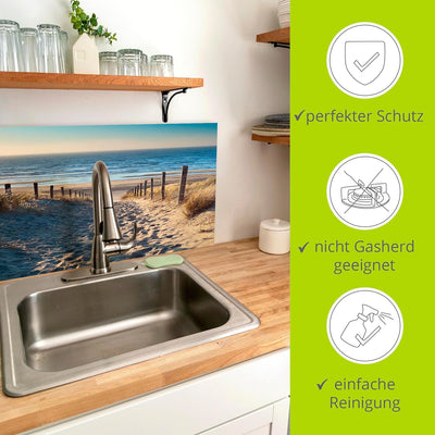 ARTland Spritzschutz Küche aus Alu für Herd Spüle 80x55 cm (BxH) Küchenrückwand mit Motiv Natur Stra