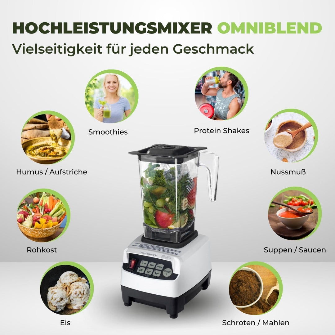 OmniBlend Smoothie Maker 1,5L in weiss I Smoothie Mixer inkl. BPA-freiem Behälter & 6-Klingen-System