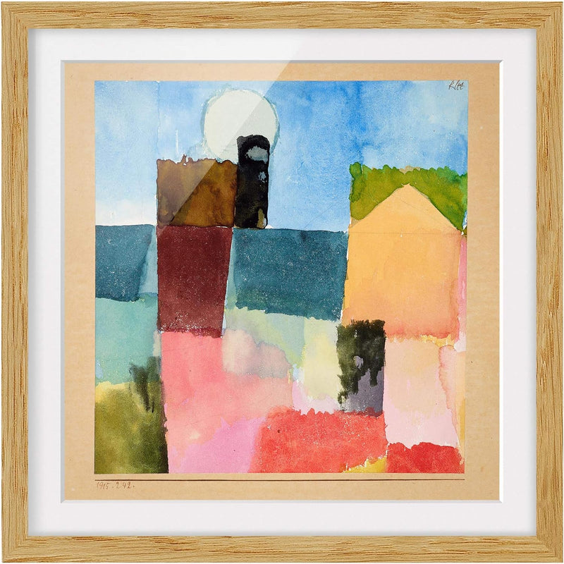 Bild mit Rahmen - Paul Klee - Mondaufgang - Rahmenfarbe Eiche, 70 x 70 cm 70cm x 70cm Eiche, 70cm x