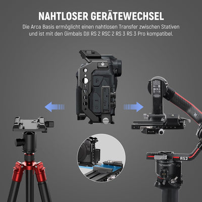 NEEWER EOS R8 Kamerakäfig mit HDMI Kabelklemme, NATO Schiene, Arca Schnellwechselbasis, Drehsichere