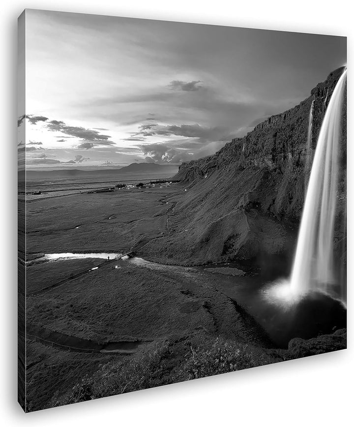 deyoli Isländische Landschaft Format: 70x70 Effekt: Schwarz&Weiss als Leinwandbild, Motiv auf Echtho