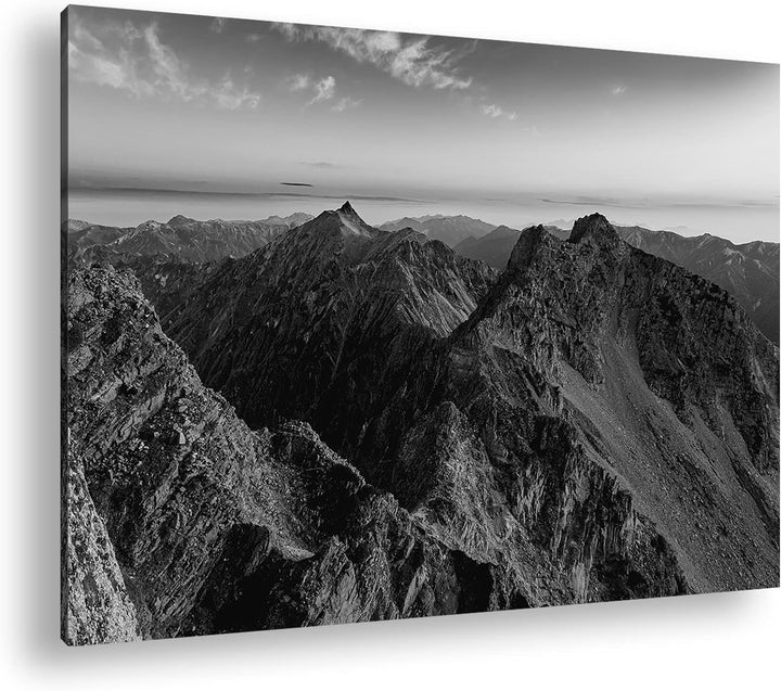 deyoli Die Japanischen Alpen Effekt: Schwarz&Weiss Format: 80x60 als Leinwandbild, Motiv fertig gera