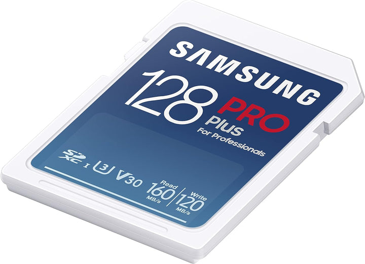 Samsung PRO Plus SD-Karte, 128 GB, UHS-I U3, Full HD & 4K UHD, 160 MB/s Lesen, 120 MB/s Schreiben, S
