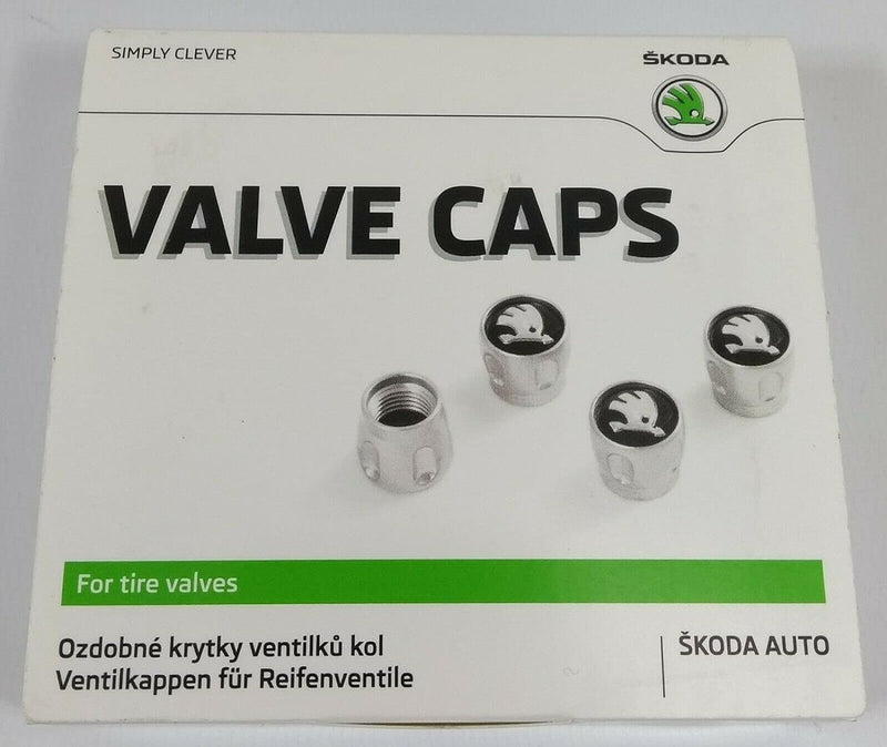Skoda 000071215C Ventilkappen Set mit Logo Original Kappen Ventile Reifen Single, Single