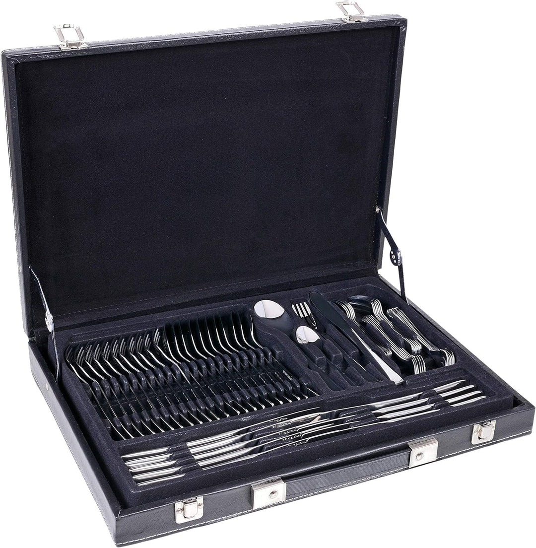GRÄWE Besteckkoffer für 12 Personen aus Edelstahl, Besteckset 60-teilig, Aufbewahrungsbox inkl. Kuch