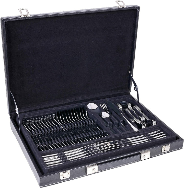 GRÄWE Besteckkoffer für 12 Personen aus Edelstahl, Besteckset 60-teilig, Aufbewahrungsbox inkl. Kuch