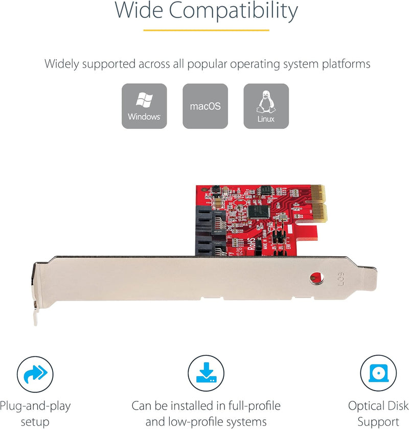 StarTech.com 2 Port PCIe SATA RAID Kontroller - PCIe SATA Hardware RAID Controller - PCIe Festplatte