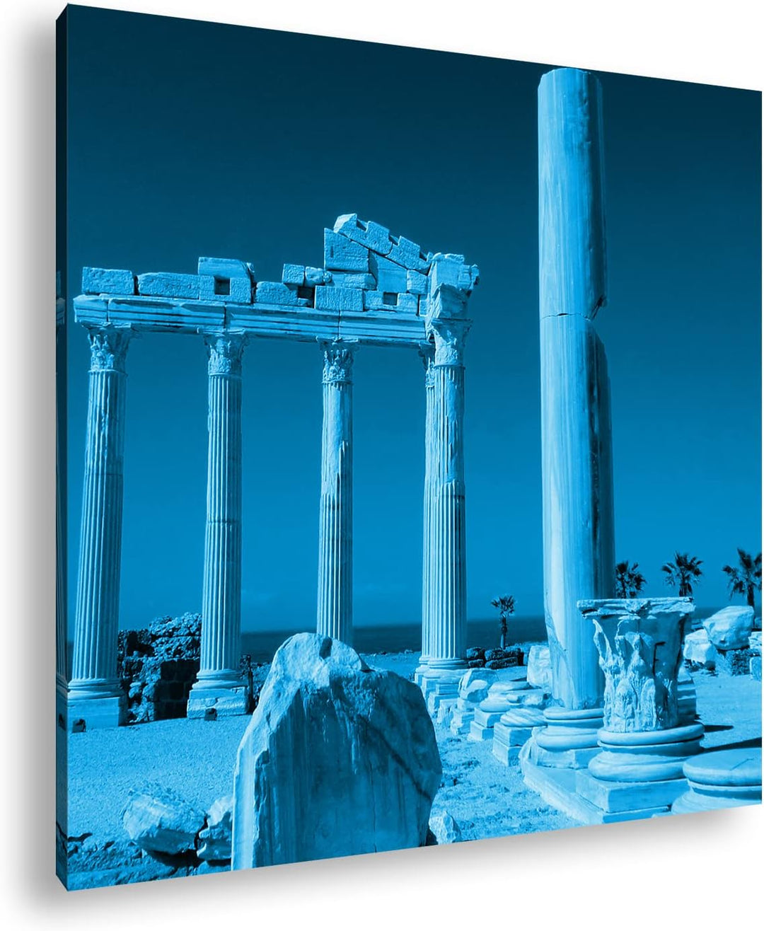 deyoli antikes Tempel Bauwerk in Türkei Format: 40x40 Effekt: Monocrome Blau als Leinwandbild, Motiv