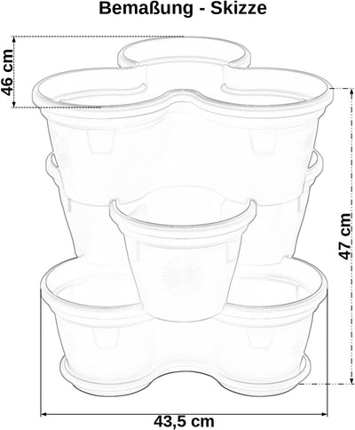Gariella 3X Blumentopf Säulentopf Pflanzturm Hochbeet Pflanztopf-Kübel mit Untersetzer stapelbar bru
