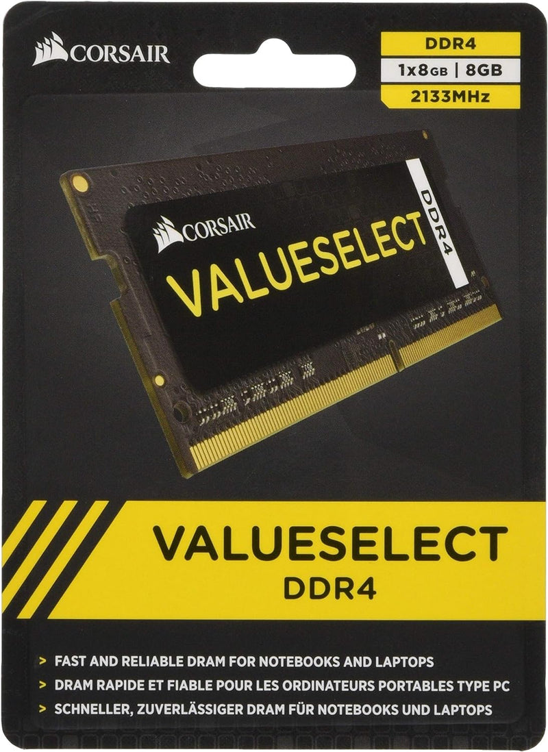 Corsair Value Select SODIMM 8GB (1x8GB) DDR4 2133MHz C15 Speicher für Laptop/Notebooks - Schwarz 213