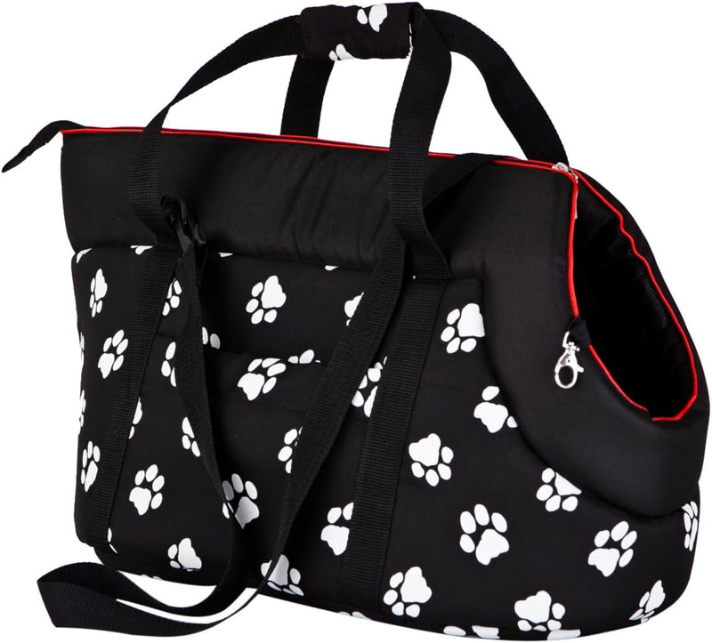 Hobbydog TORCWL3 Tragetasche für Hunde und Katzen, 27 x 25 x 43 cm, schwarz mit Pfoten schwarz 27 x