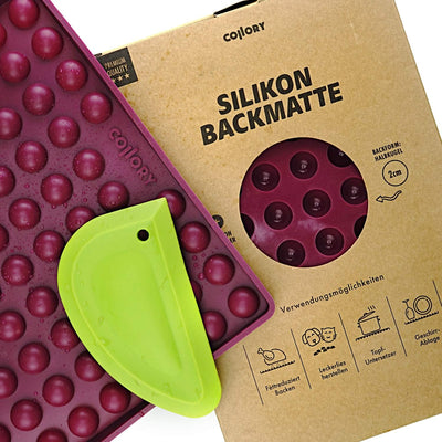 Collory Grosse Halbkugel (2cm) Silikon Backmatte und Teigschaber Set, DIY Hundekekse, Pralinen und B