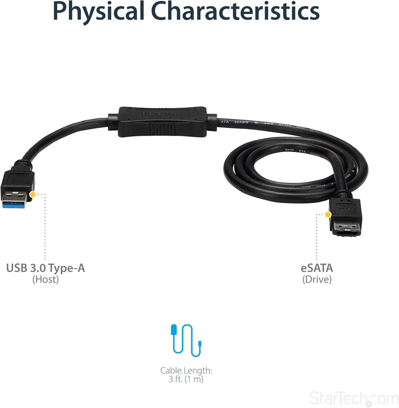 StarTech.com 91 cm USB 3.0 auf eSATA Adapter - 6 Gbit/s USB auf eSATA HDD/SSD/ODD Konverter - eSATA