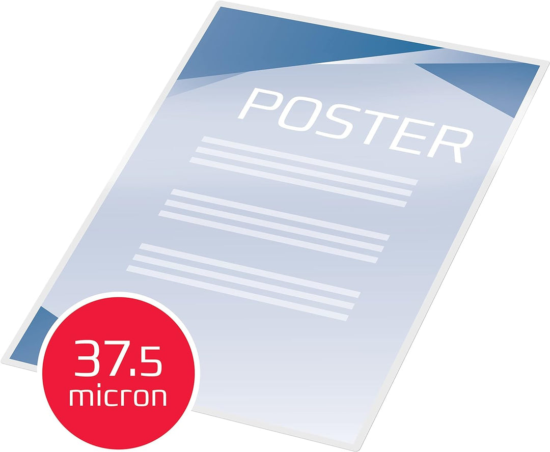 GBC Laminierfolien A3, Extra dünn, 2 x 37,5 mic, Robuste Laminiertaschen im 100er Pack, Glänzend, Tr
