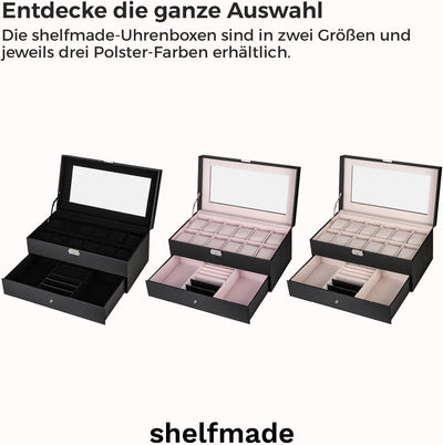 shelfmade Schmuckbox und Uhrenbox, schwarz - 12 Uhren Aufbewahrungsbox und Schmuckaufbewahrung, Aufb