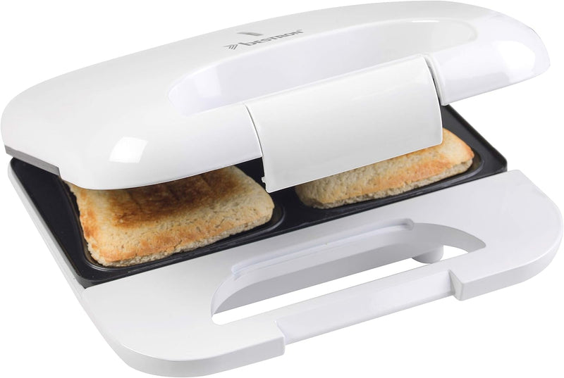 Bestron Antihaftbeschichteter Sandwich-Toaster, Sandwich-Maker mit 750 Watt, Funcooking, Weiss, Weis