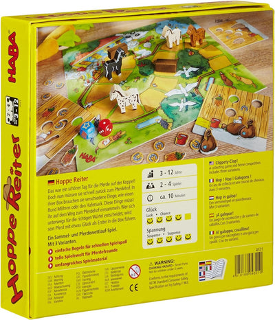 Haba 4321 - Hoppe Reiter Pferdestarkes Wettlaufspiel, für 2-4 Spieler von 3-12 Jahren & 305272 - Wet