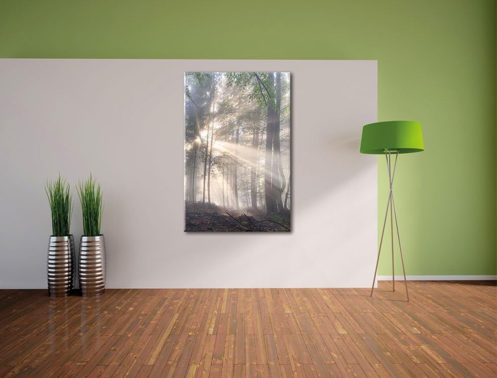 diesiger Waldweg, Format: 100x70 auf Leinwand, XXL riesige Bilder fertig gerahmt mit Keilrahmen, Kun